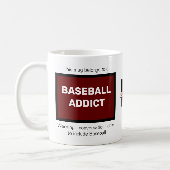 Baseball Addict lägg till ditt namn Monogram - för Kaffemugg (Vänster)