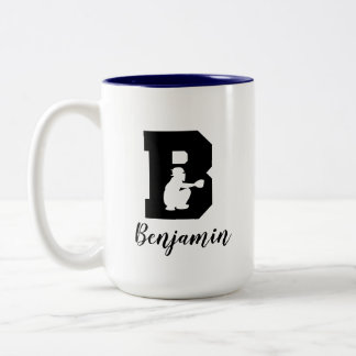 Baseball Alphabet B Personlig Monogrammed Namn  Två-Tonad Mugg