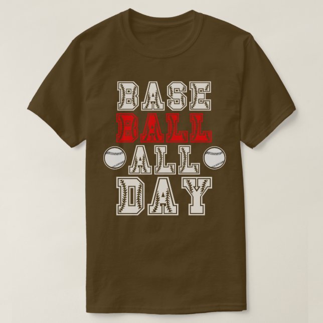 Baseball Älskare hela dagen T Shirt (Design framsida)