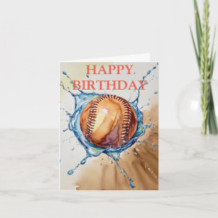 Baseball Älskare Watercolor Stänk Birthday Kort