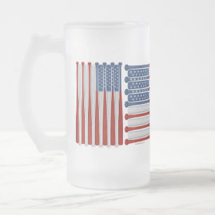 Baseball America (USA) Frosted Glass Beer Mugg