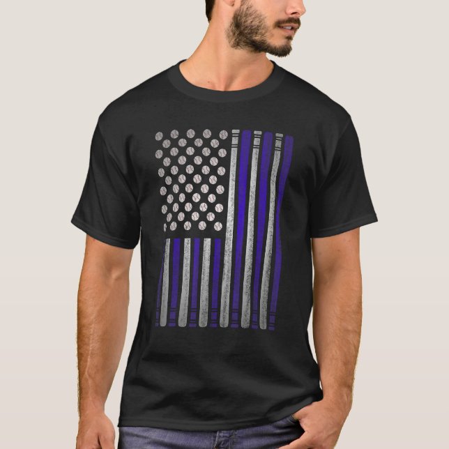 Baseball American Flag 4th of July USA Patriotic D T Shirt (Framsida)