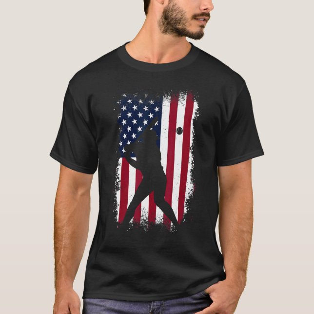 Baseball American Flag   Baseball Fans   Men Vinta T Shirt (Framsida)
