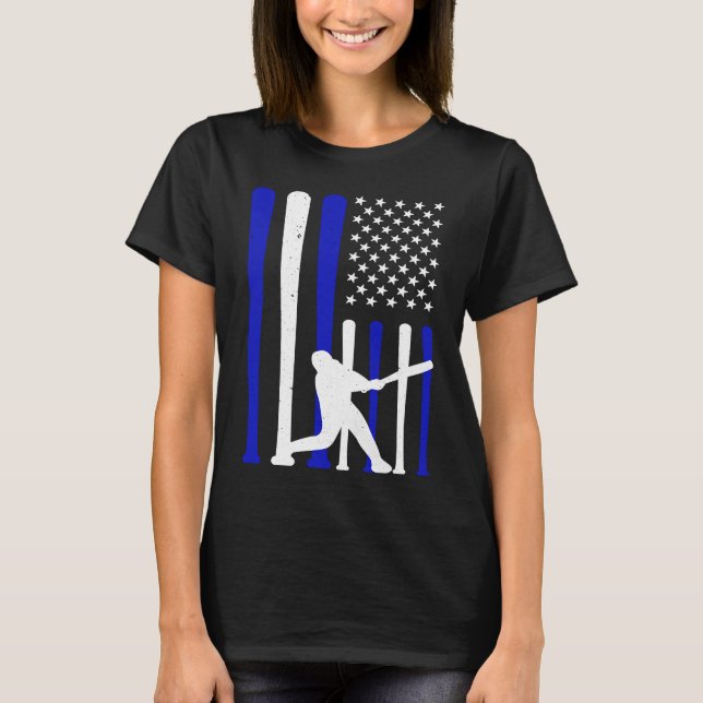 Baseball American Flag Player Flag Baseball Dad Fa T Shirt (Framsida)