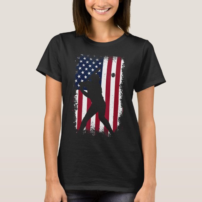 Baseball American Flagga Baseball Fläkt Manar Vint T Shirt (Framsida)