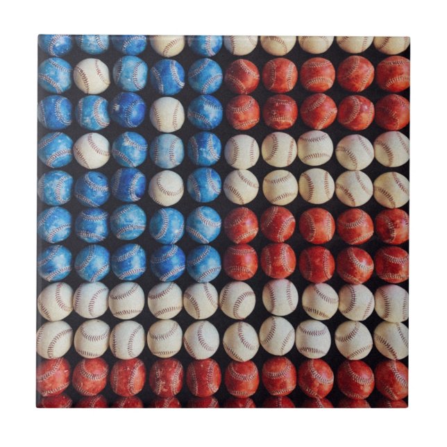 Baseball American Flagga Kakelplatta (Framsidan)