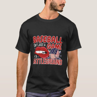 Baseball American Flagga Lip Bita Funny Cito T Shirt