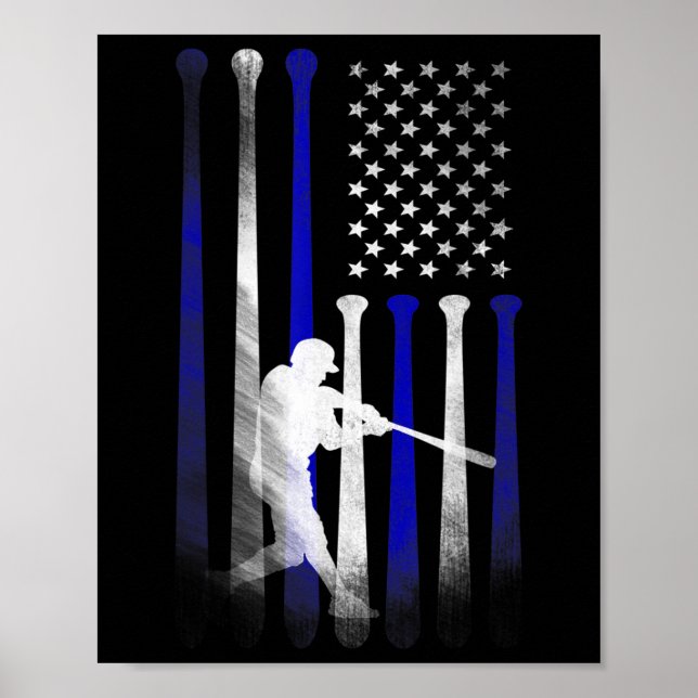 Baseball American Flagga Player Flagga, Pappa, Mam Poster (Framsidan)