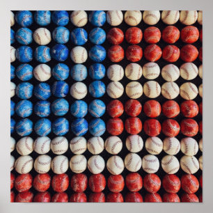 Baseball American Flagga Poster