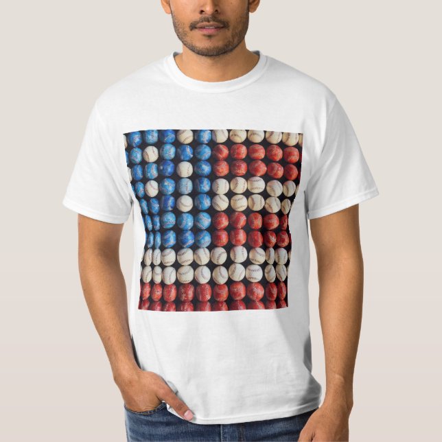 Baseball American Flagga T Shirt (Framsida)