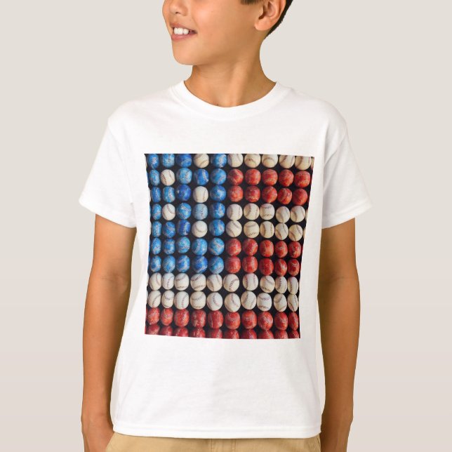 Baseball American Flagga T Shirt (Framsida)