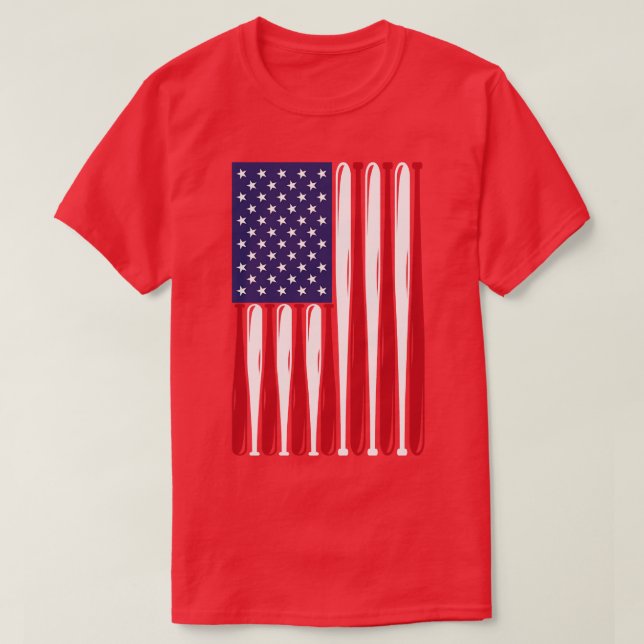 Baseball American Flagga Usa T Shirt (Design framsida)