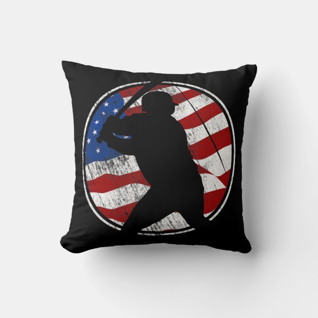 Baseball American Flagga - Vintage Baseball Kudde (Framsida)