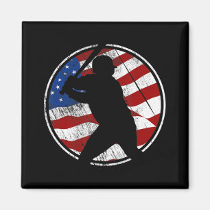 Baseball American Flagga - Vintage Baseball Magnet