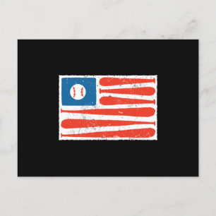 Baseball american flagga vykort