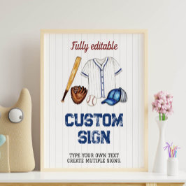Baseball Anpassningsbar Bord-Födelsedagsfest Poster