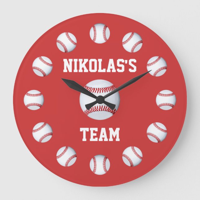 Baseball Anpassningsbar Clock Personlig Namn Plats Stor Klocka (Framsida)