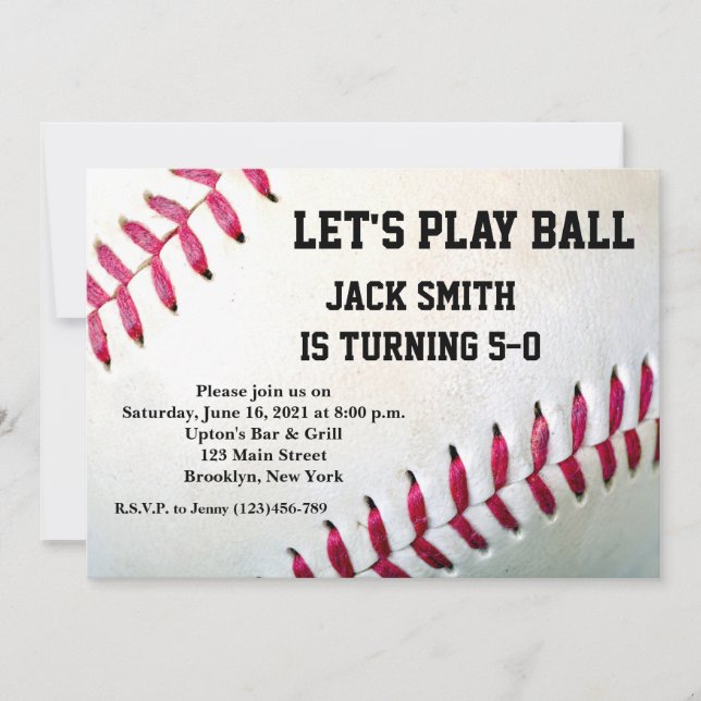 Baseball Anpassningsbar Man födelsedag Inbjudningar (Framsida)
