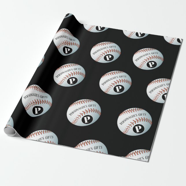 Baseball Anpassningsbar Monogram Namn Presentpapper (Utrullad)