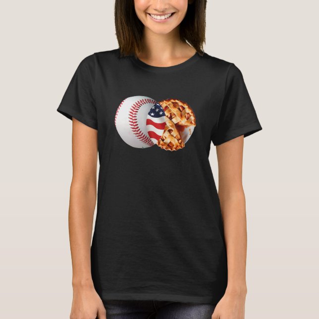Baseball Apple Pie American Flag July 4th USA Men  T Shirt (Framsida)