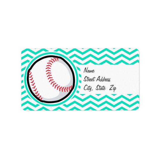 Baseball; Aqua Grönt Chevron Adressetikett (Framsidan)
