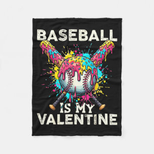 Baseball är min valentin Godisdropp Korsad Ba Fleecefilt