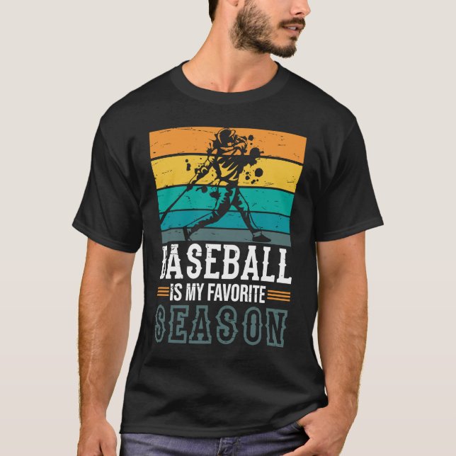 Baseball är mitt favoritsäsonsspel Fladdermus För  T Shirt (Framsida)