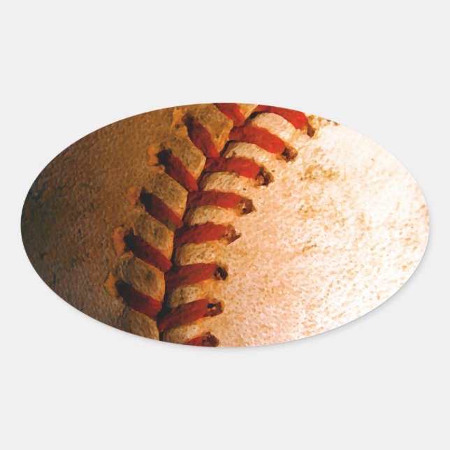 Baseball Art Ovalt Klistermärke (Framsida)