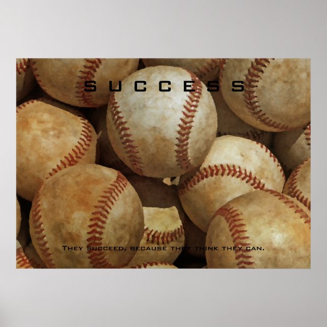 Baseball Artwork Motivational Inspire lyckades Poster (Framsidan)