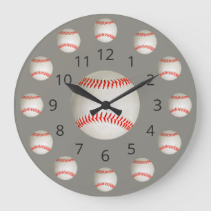 Baseball Atom Clock med nummer Stor Klocka