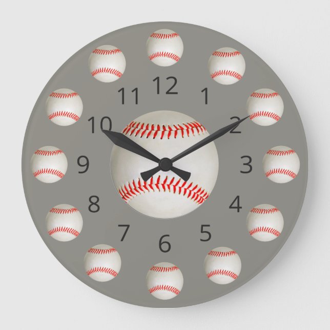 Baseball Atom Clock med nummer Stor Klocka (Framsida)