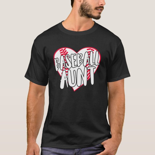 Baseball Aunt Heart 2 T Shirt (Framsida)