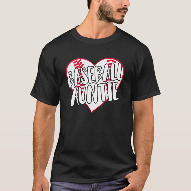 Baseball Auntie Heart 1 T Shirt (Framsida)
