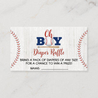 Baseball Baby Shower Diaper Raffle Visitkort