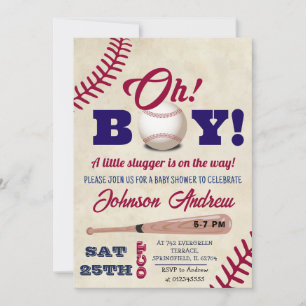 Baseball Baby Shower för personlig Vintage - allt  Inbjudningar