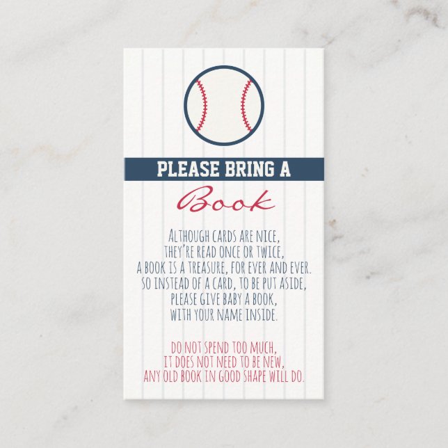 Baseball Baby Shower har ett Bok-kort Visitkort (Framsida)