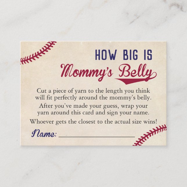 Baseball Baby Shower Hur stort är Mamma Belly? (Framsida)