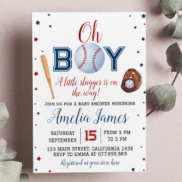 Baseball Baby Shower-inbjudan Lilla Slugger Inbjudningar