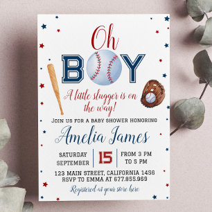 Baseball Baby Shower-inbjudan Lilla Slugger Inbjudningar