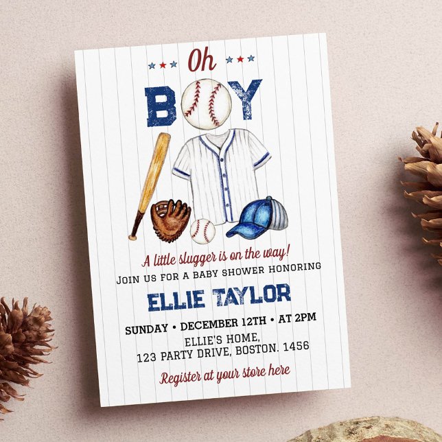 Baseball Baby Shower-inbjudan Lilla Slugger Inbjudningar (Skapare uppladdad)