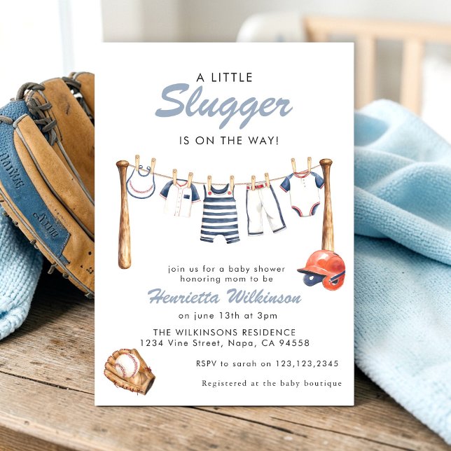 Baseball Baby Shower Invitation - A Little Slugger Inbjudningar (Skapare uppladdad)