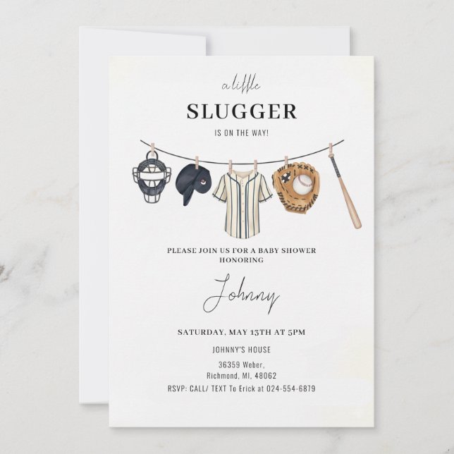 Baseball Baby Shower Invitation Inbjudningar (Framsida)