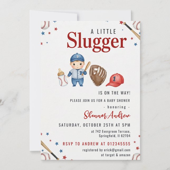 Baseball Baby Shower Invitation Inbjudningar (Framsida)