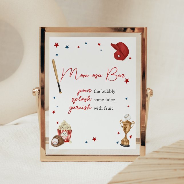 Baseball Baby Shower Mamma Osa Pub Poster (Oh Boy Little Slugger Baby Shower Mom Osa Bar Sign)