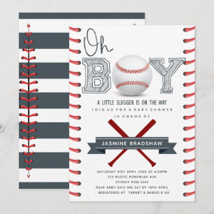 Baseball Baby Shower Oh Boy Inbjudningar