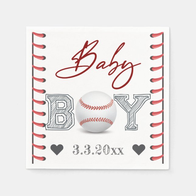 Baseball Baby Shower-Personlig Pappersservett (Framsidan)