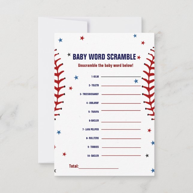 Baseball Baby-skammussling för babyduschspel för b Inbjudningar (Framsida)