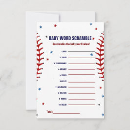 Baseball Baby-skammussling för babyduschspel för b Inbjudningar
