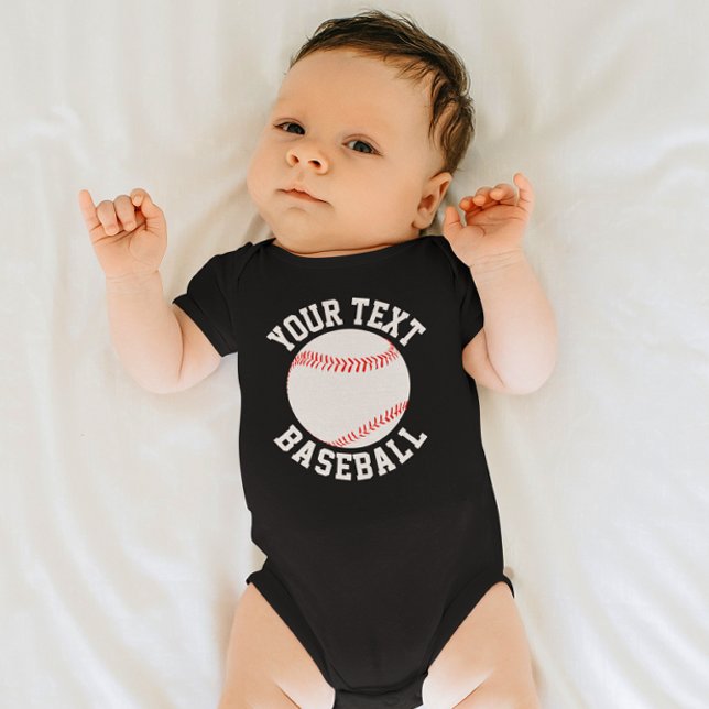 Baseball Baby Team Namn, Player Namn och nummer T Shirt (Baseball baby bodysuit with custom team name or text)