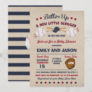 Baseball-babyskor - inbjudan till basket Shower